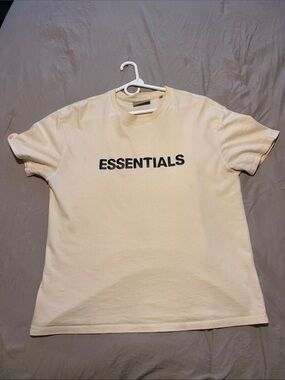 Essentials Short Sleeve Crewneck T-Shirt in Cream with Black Logo